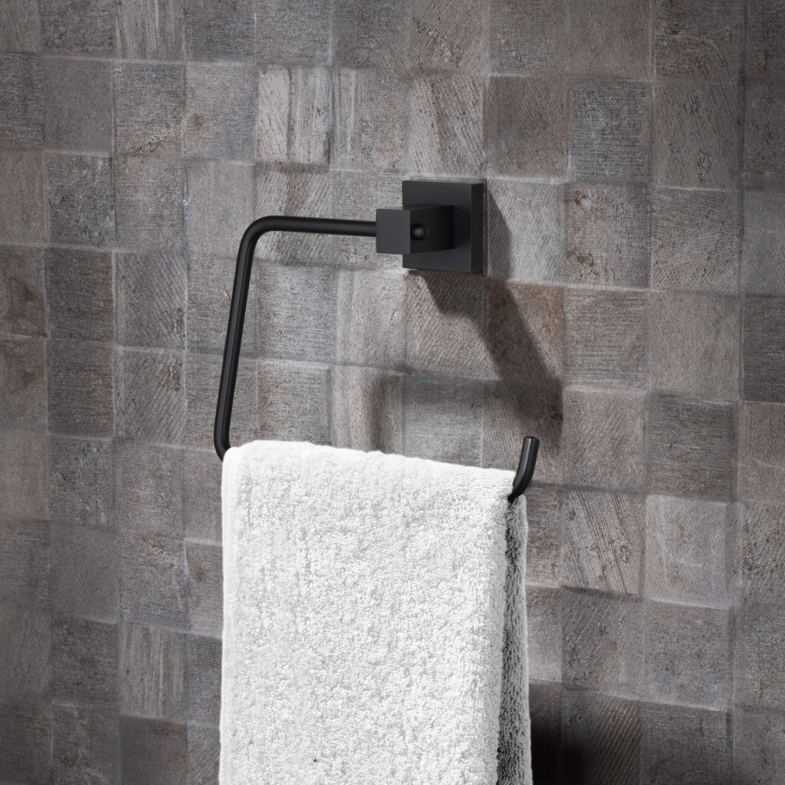Cube 4-Piece Bathroom Hardware Set, Matte Black