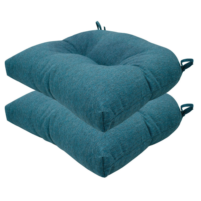 Meridian Outdoor Tufted Dining Seat Cushion (Set of 2) – Weather-Resistant, Comfortable & Durable, Turquoise