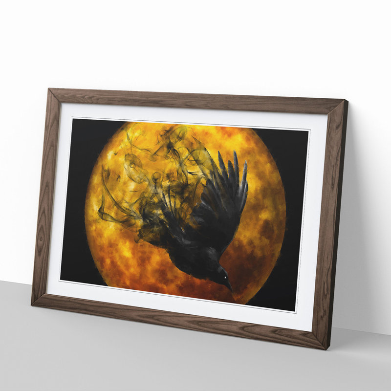 Raven Bird Vol.2 - Framed Print, 36cm H x 48cm W x 2cm D, Walnut Framed