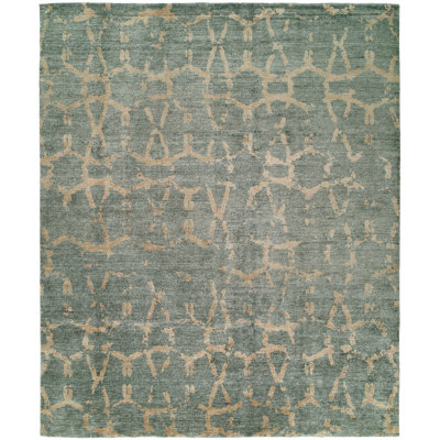 Tapis bleu noué à la main Waylan