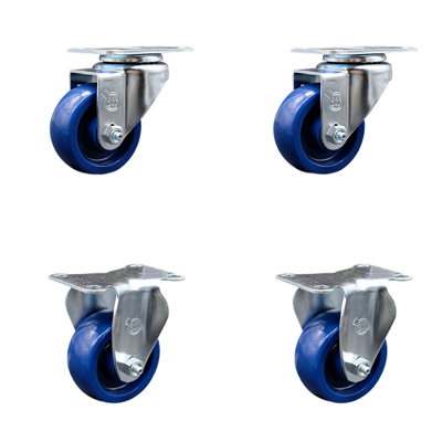 4 Piece Polyurethane Caster Set with 2 Rigid