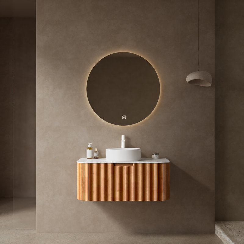 Meuble-lavabo avec lavabo pour la salle de bain, Naturel