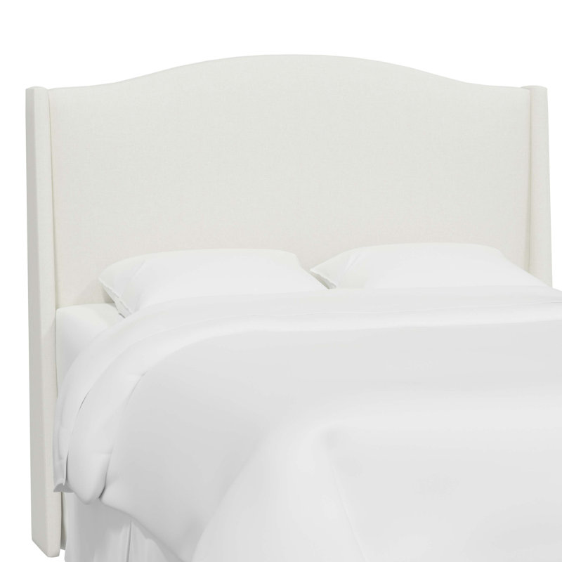 Byrd Upholstered Wingback Headboard, Zuma White Textured Linen, California King
