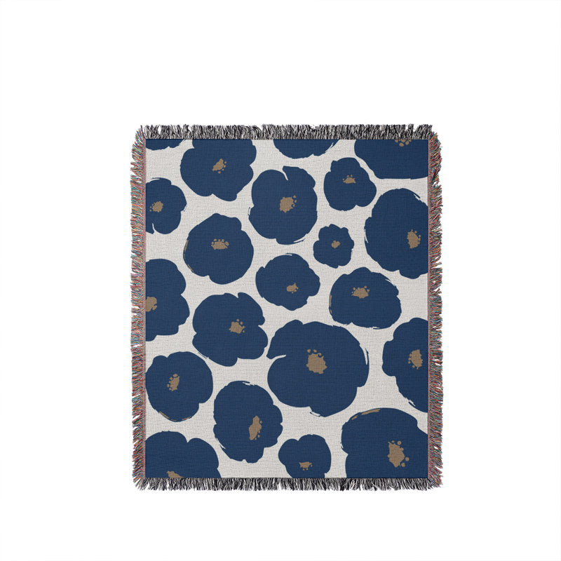 Jeté en coton Poppi, Bleu, 50 x 70