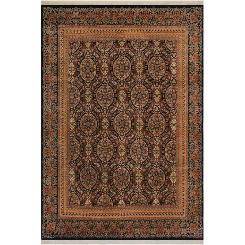 Tapis oriental brun en laine noué à la main 8 pi x 10 pi Partington