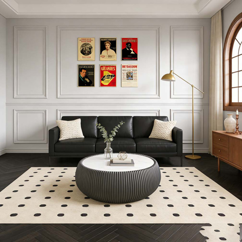 Table basse moderne en cuir fritté clair, Gris