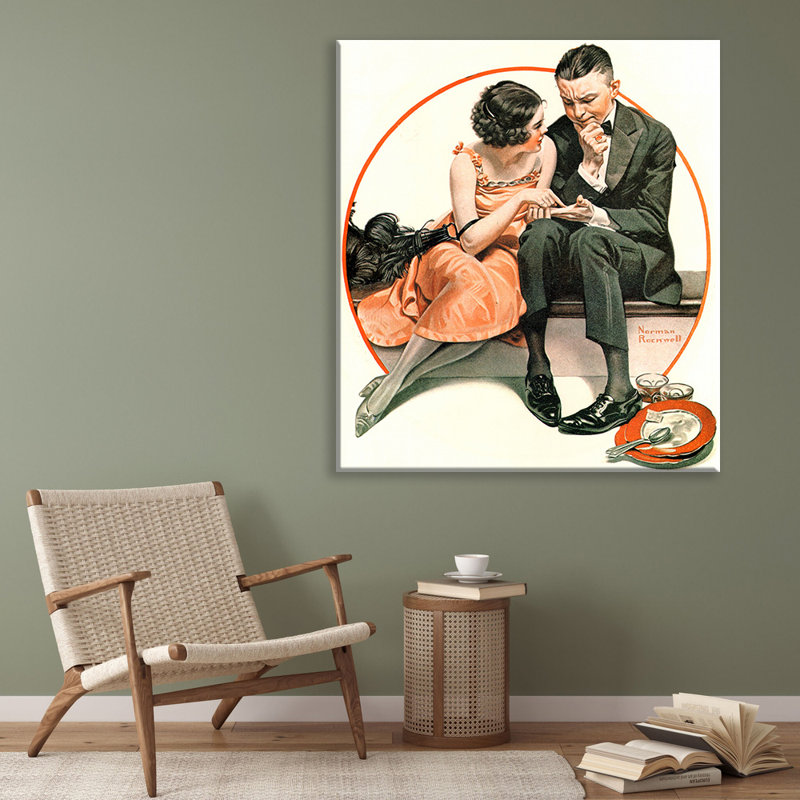 «A Night on the Town» par Norman Rockwell, toile tendue avec châssis, H 40 po x l 28 po