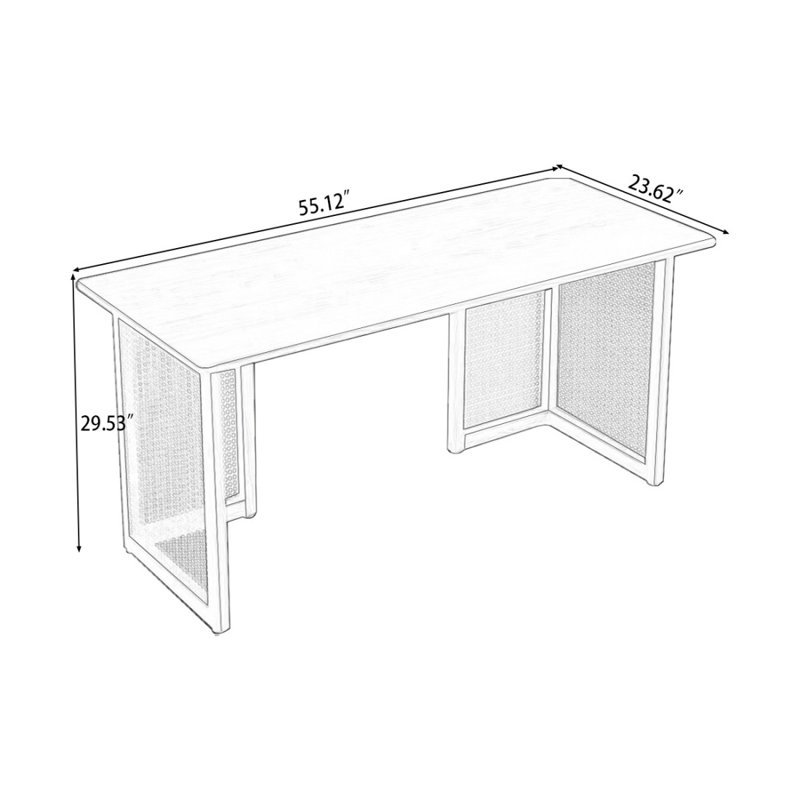 Burlywood Rectangular Solid Wood Writing desk, 29.53" H x 55.12" W x 23.62" D
