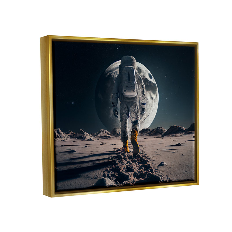 «Man On Moon Outer Space Astronaut» par CyberGeek Design, impression, H 13 po x l 19 po x P 0,5 po