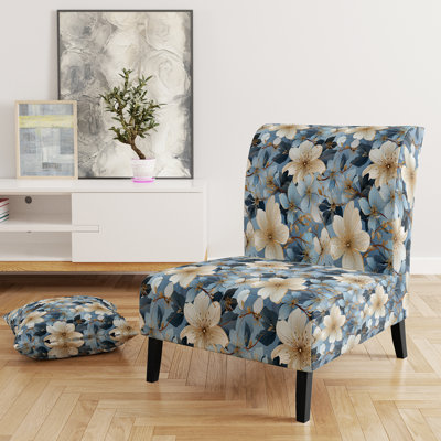 Fauteuil de chambre bleu rembourré Romance