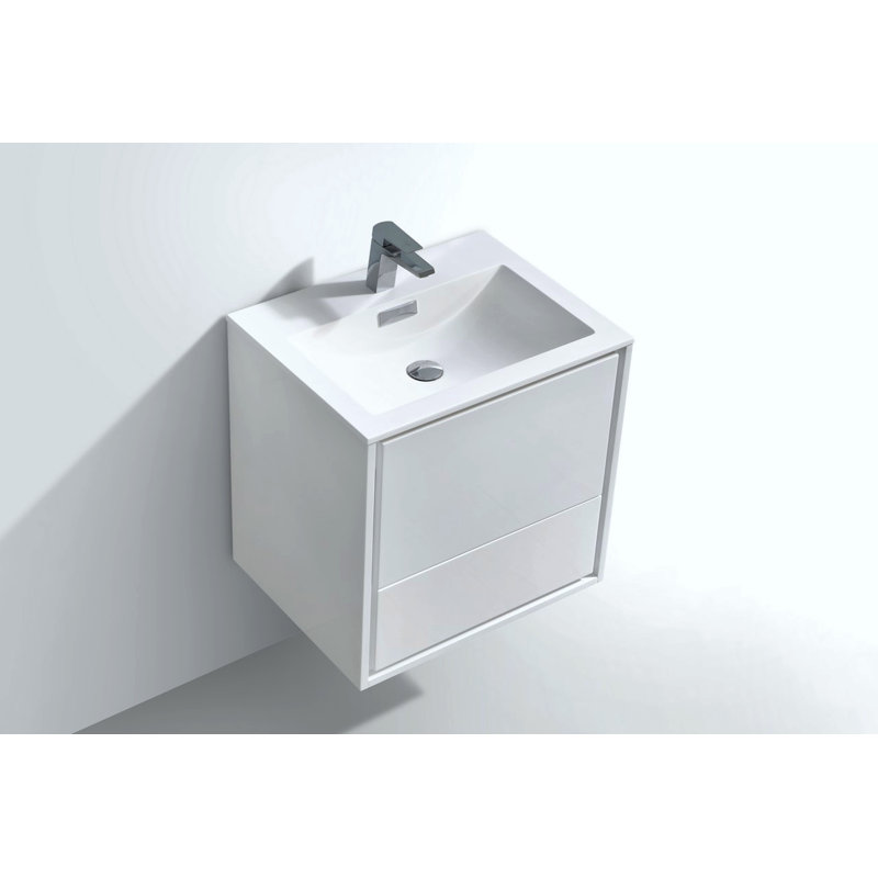 Trieu 23.86'' Single Bathroom Vanity with Acrylic Top, Gloss White