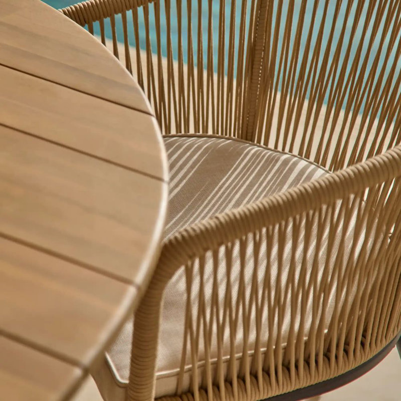 Fabiano Patio Dining Armchair with Cushion, Natural