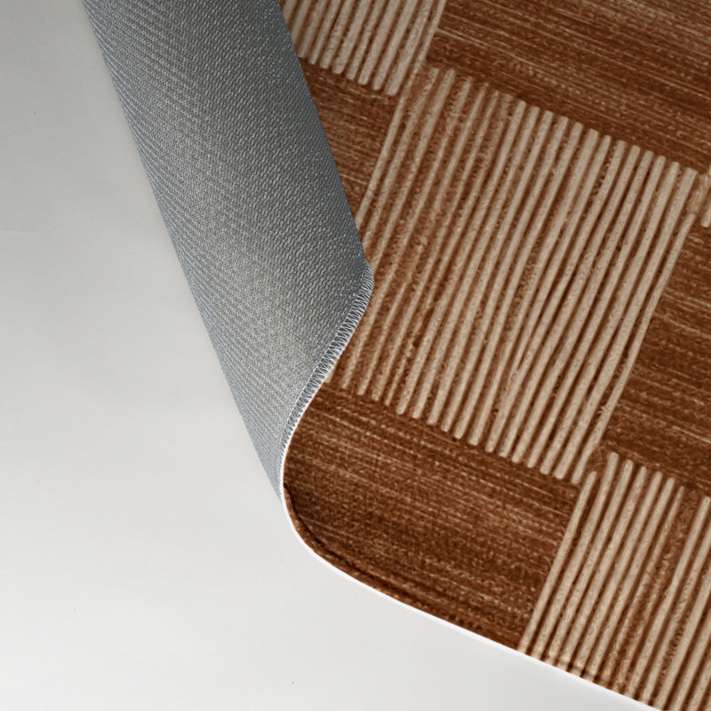 Tapis d'intérieur et d'extérieur à carreaux brun, Rectangle 5 pi x 7 pi