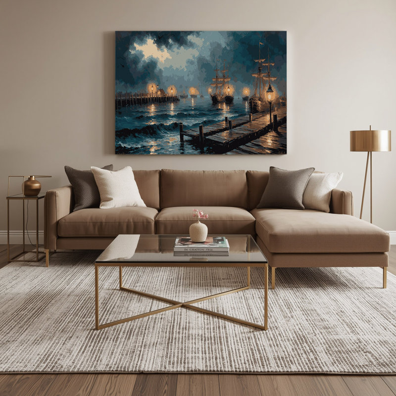 Art nautique sur toile bleu, H 11 po x l 14 po