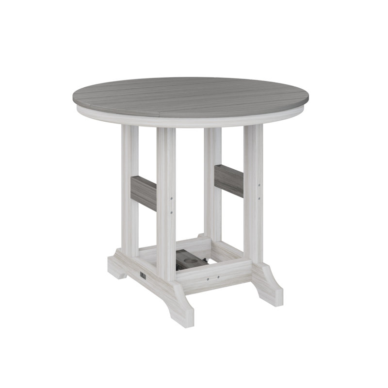 Garden Classic Outdoor Round Dining Table, Seashell, Driftwood Gray
