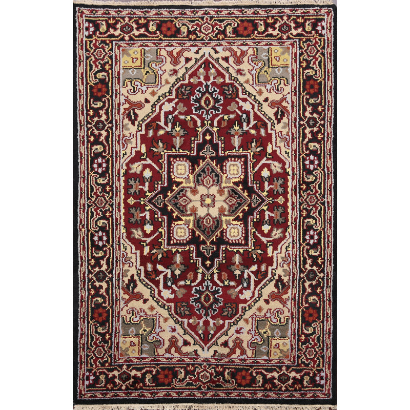 Tapis à motif oriental géométrique traditionnel 4 x 6