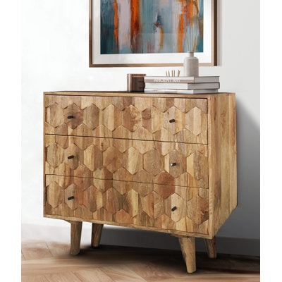 3 Drawer 89cm W Solid Wood Dresser