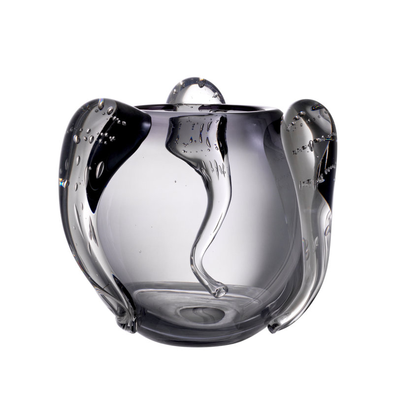 Sianluca Handmade Glass Table Vase, Gray, 28" H x 13" W x 13" D