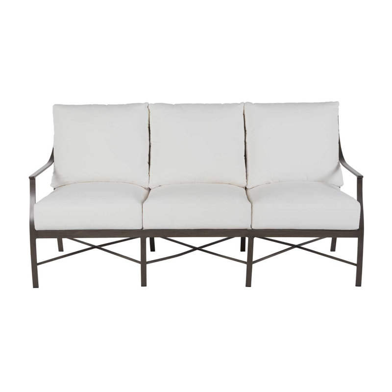 Monaco 74.5" Wide Outdoor Patio Sofa with Cushions, No Welt, Natural White, Slate Gray