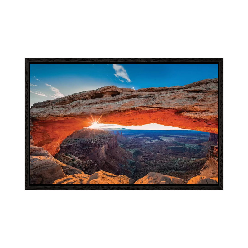 Sunrise At Mesa Arch by Michael Zheng - Print on Canvas, 45.72cm H x 66.04cm W x 3.81cm D, Black Floater Framed