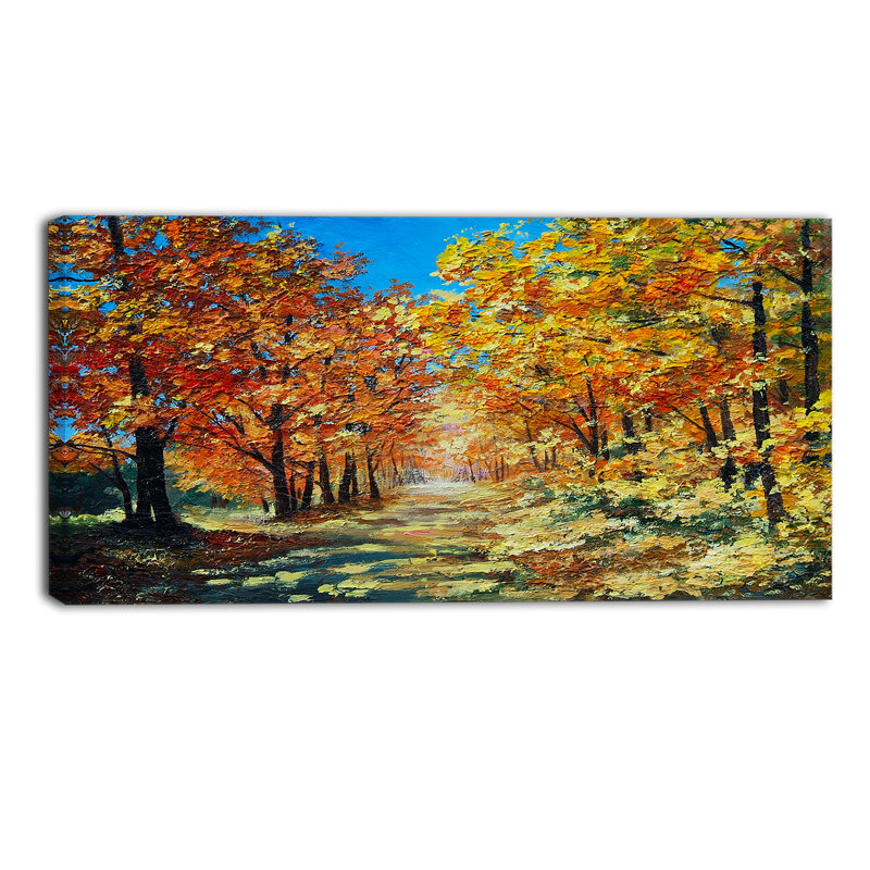 «Bright Day in Autumn Forest Landscape», reproduction sur toile tendue, H 20 po x l 40 po