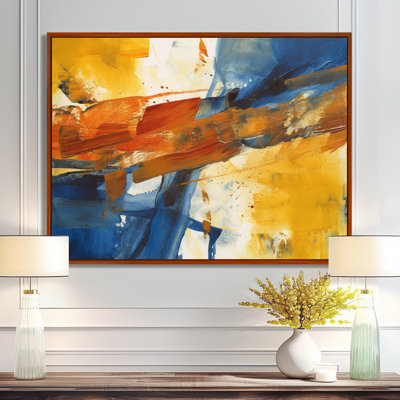 «Evening Glow», abstrait orange et bleu royal - peinture abstraite, art mural