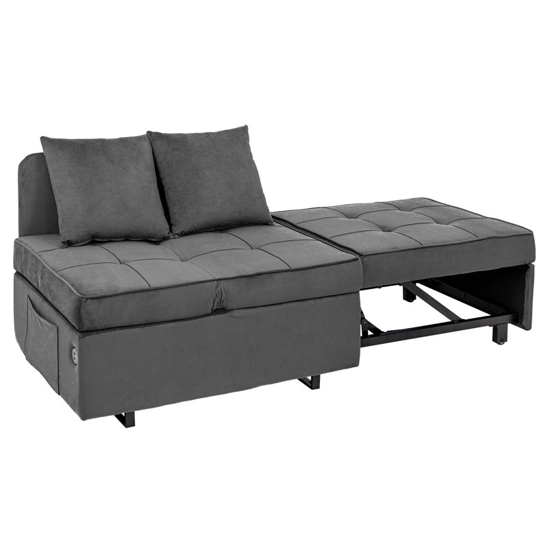 4-in-1 Convertible Sleeper Sofa Bed, Light Gray