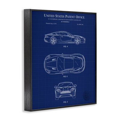 Automobile Patent Blueprint Framed Giclee Art by Karl Hronek