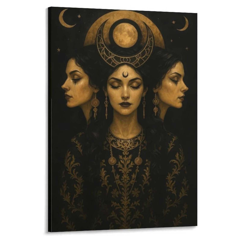 Triple Moon Goddess Canvas Wall Art,30x45cm