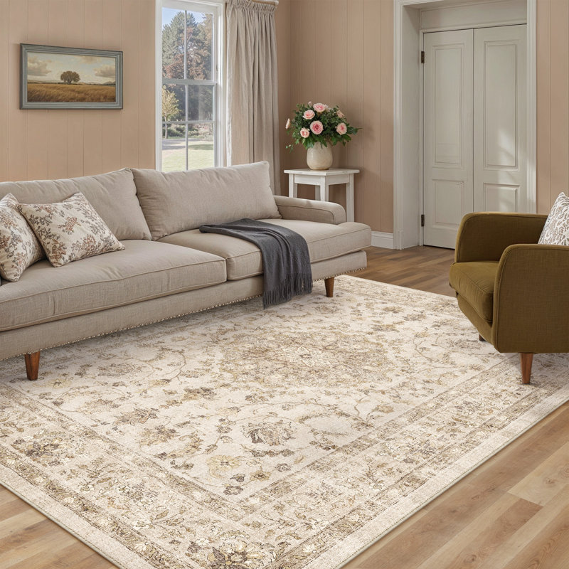 Tapis oriental lavable avec envers antidérapant Vicky, Rectangulaire 8 pi x 10 pi