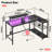 Baford L-shaped Computer Desk with Power Outlet, Gaming Desk with Monitor Stand and Shelves-468195738-464828179