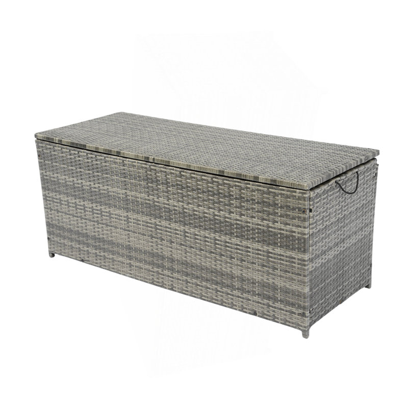 Outdoor Storage Box, 113 Gallon Wicker Patio Deck Boxes With Lid, Outdoor Storage Cushion Storage For Kids Toys, Pillows, Towel Grey Wicker
