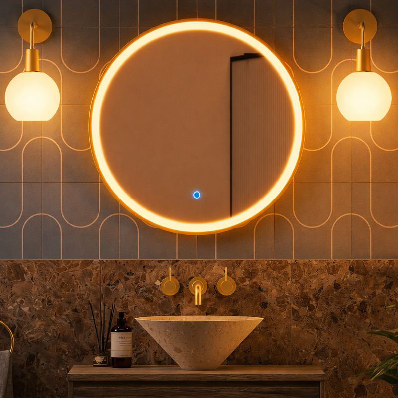Aluminium Round Mirror, Brushed Gold