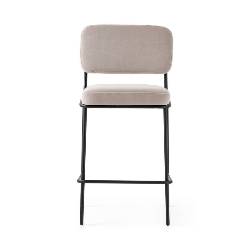 Sixty Upholstered Counter Stool with Metal Frame, Painted Brass, Sand, Counter Stool (25.63" Seat Height)