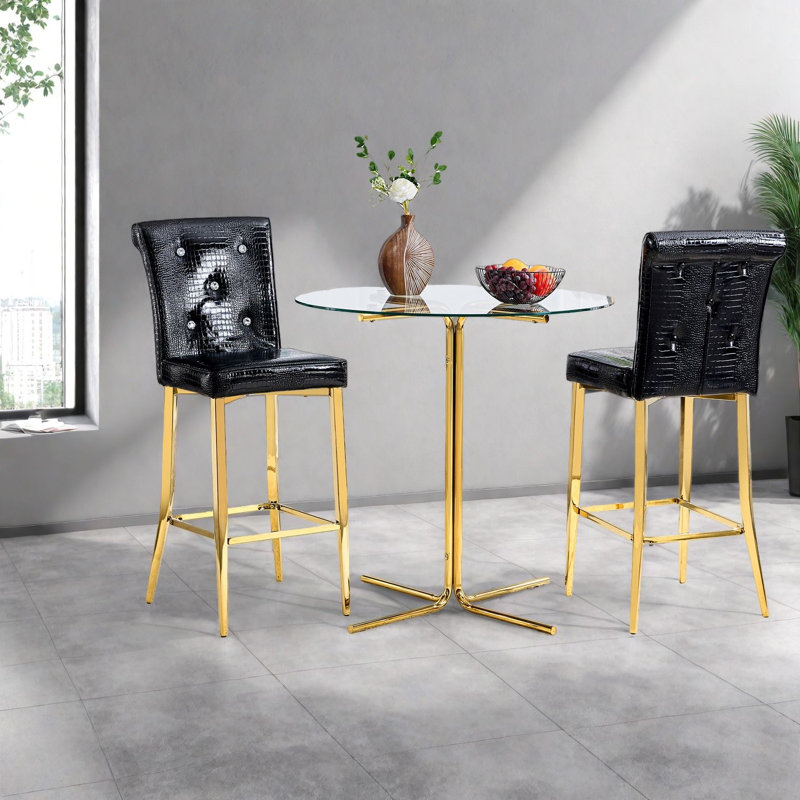 Ensemble de table de salle à manger moderne (doit inclure à la fois la table et la chaise) Ensemble de bar en verre pour petite cuisine