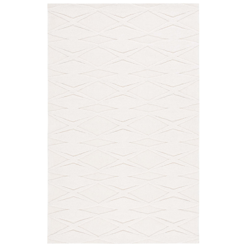 Elphia Hand Tufted Wool/Cotton Area Rug in Ivory, Rectangle 8' x 10'