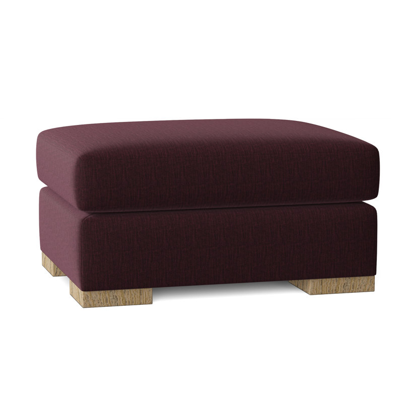 Branam Upholstered Ottoman, Natural, Key Aubergine