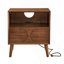 Table de chevet cannelée de style Mid-Century avec ports USB, station de charge, tiroir de rangement et pieds en bois massif