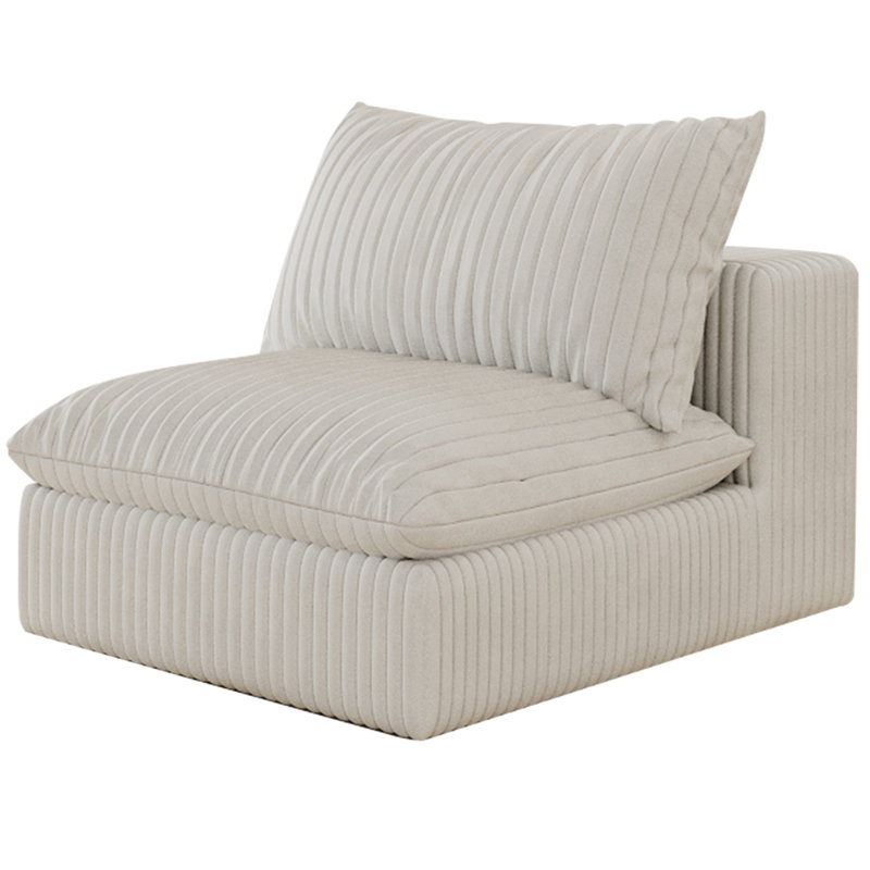 Nuage de tissu velours côtelé blanc, siège simple avec coussin double couche amovible, bricolage pour diverses pièces, sans assemblage, siège rembourré en éponge douce et en plumes, compression à haute densité, siège profond