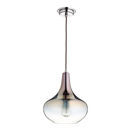 Luminaire suspendu en forme de goutte à 1 lumière Vallee, Café Ombre, Gunmetal