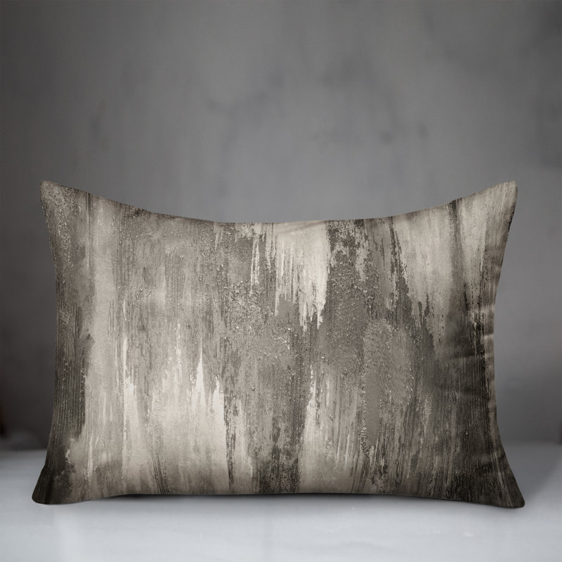 Abstract Outdoor Reversible Throw Pillow, Gray