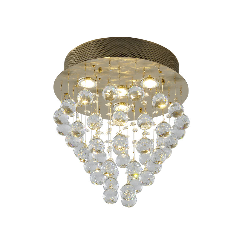 Gennadi Modern 4 Light Gold Crystal Flush Mount, Brass