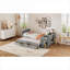 Lit plateforme simple en bois massif gris ardoise avec lit gigogne intégré, bureau et rangement pour les chambres multifonctionnelles compactes-1766579366