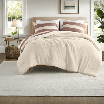 Ensembles de literie pour très grand lit / très grand de qualité supérieure, édredon en polyester texturé avec rayures terre cuite pour une utilisation toutes saisons