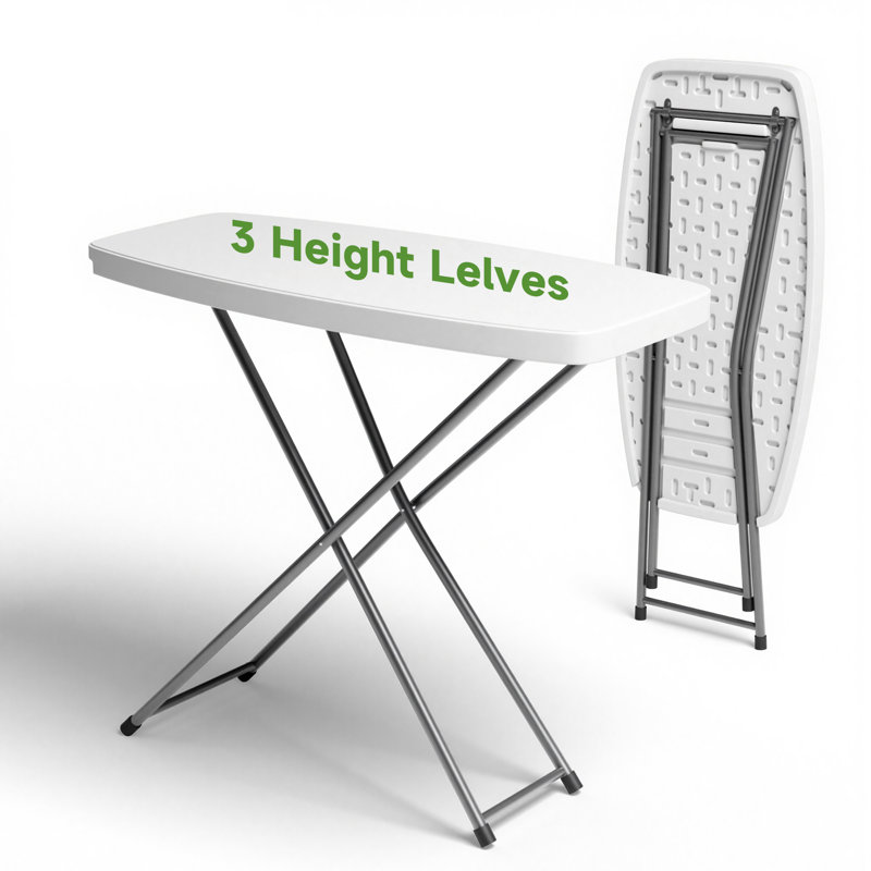 Table rectangulaire pliante réglable 29 po x 19 po, plateau en plastique PEHD avec cadre en acier, pour une utilisation intérieure et extérieure