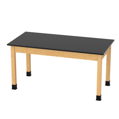 Diversified Spaces School Classroom Science Lab Table, Black ChemGuard Table Top Worksurface, 60" x 30" x 36", Solid Oak Wood Finish, Made in USA