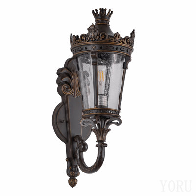Lanterne murale d'extérieur 21 po (H) rétro, applique murale extérieure imperméable avec dessus en couronne et verre transparent, luminaire décoratif d'extérieur pour patio, jardin ou entrée (une pièce et sans ampoule)