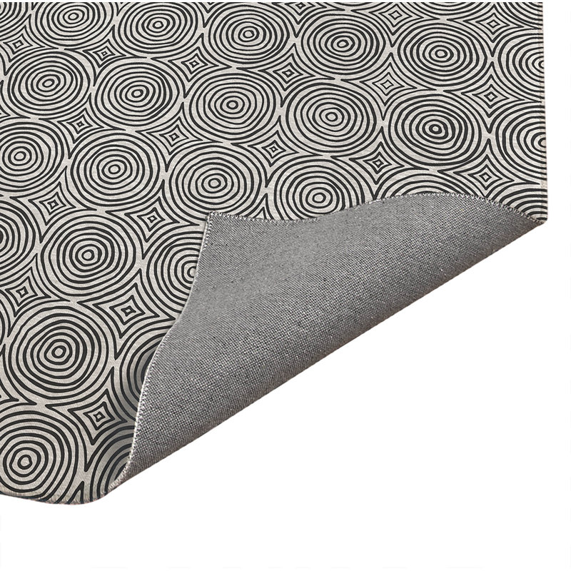 Tapis de cuisine anti-dérapant Rolling Circles, Ivoire/gris anthracite, Rectangulaire 2 pi x 3 pi