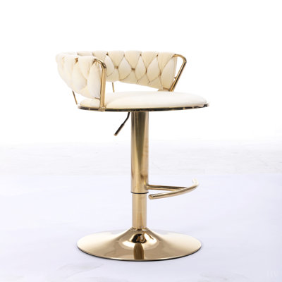 Ensemble de 2 tabourets de bar, avec repose-pieds chromé et base pivotante réglable en hauteur, revêtement en velours et pieds réglables. Tabouret de bar simple.