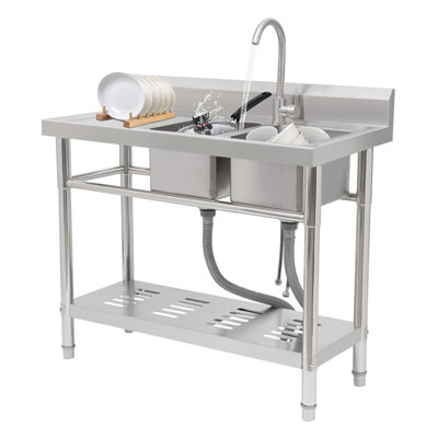 39.37'' L Double Bowl Stainless Steel Kitchen Sink